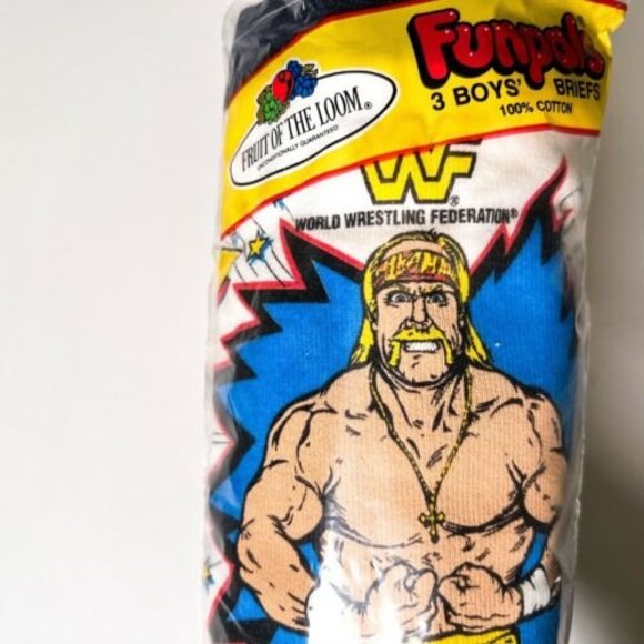 Hulk Hogan WWF Wrestling 1991 Vintage 3 Pack Boys Briefs Size 6 Funpals Navy - Picture 6 of 7